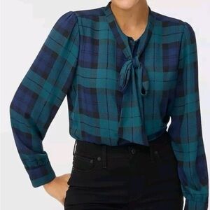 J. Crew Black Watch Tie Top
